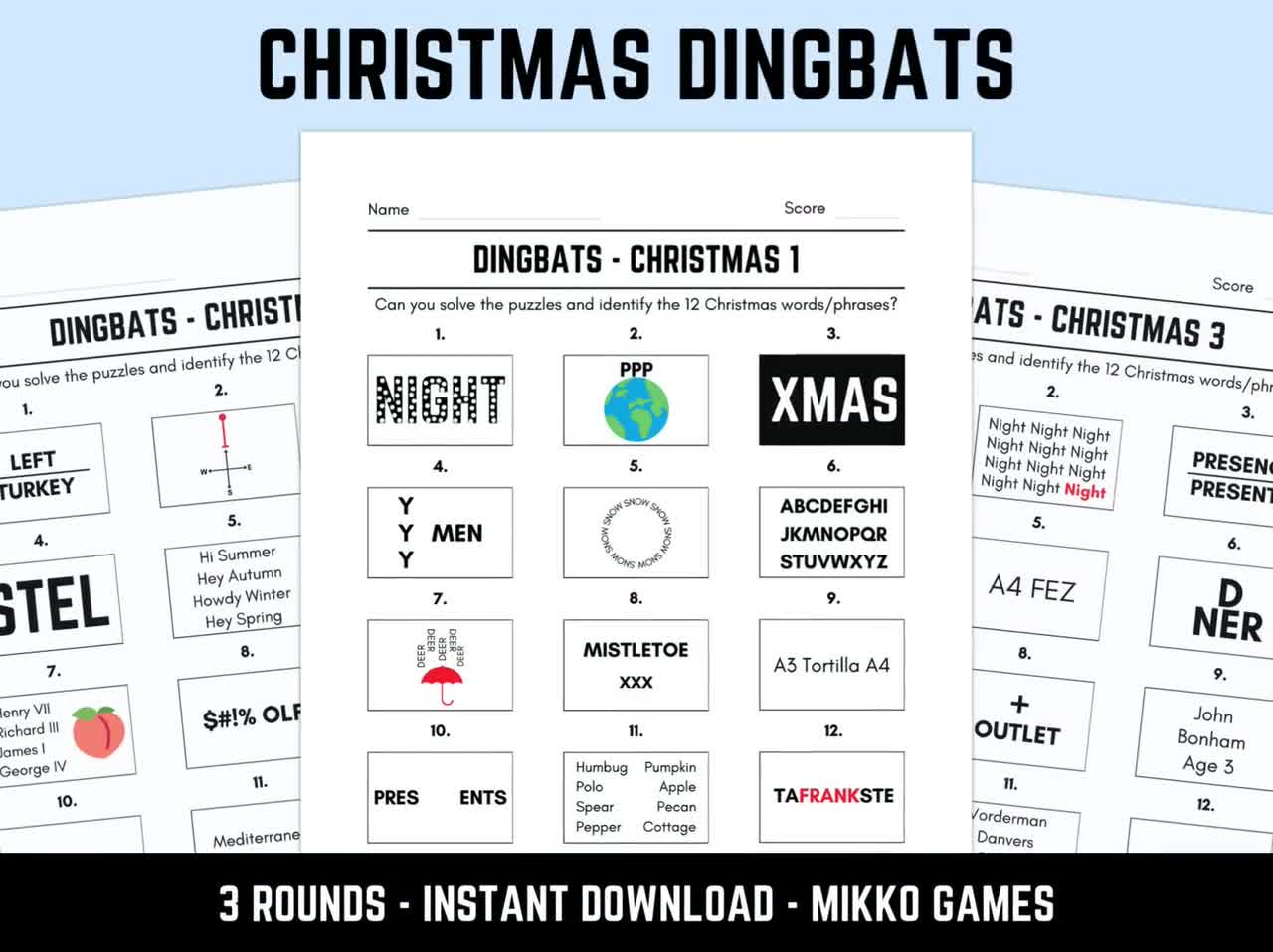 Fun Printable Christmas Dingbats Picture Quiz With Answers dil6gp printable christmas dingbats picture quiz with answers: downloadable xmas rebus puzzles, pub quiz sheets, family game night