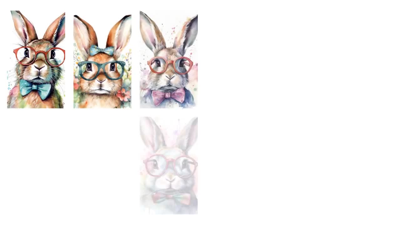 Funny Rabbit Illustrations Bundle, Set of 12 Cute Bunnies Wearing Glasses  Clip Art, Digital Paper for Easter, Decoupage and Commercial Use