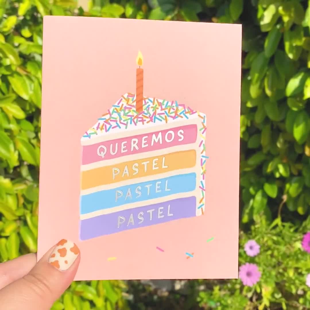 Queremos Pastel Spanish Birthday Card Spanglish Cumpleaños - Etsy