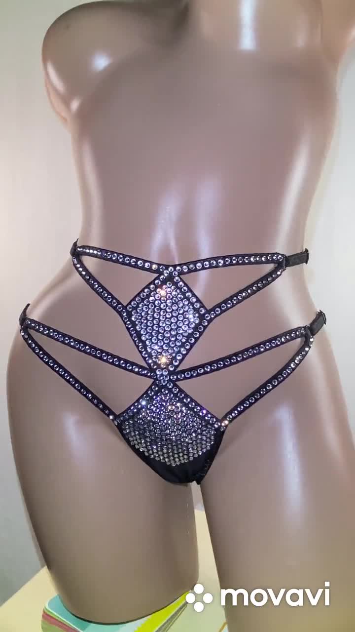 Micro G String Party Thong Rhinestone Extreme Micro Lingerie Stripper  Outfits Sexy Women's Panties Burlesque Lingerie Erotic Wear Exotic 
