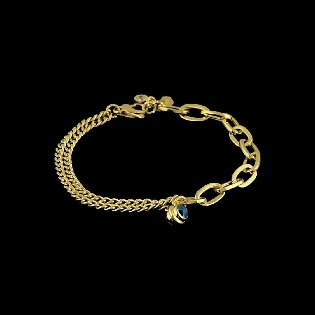 Bracelet à gros maillons avec chaîne gourmette Bracelet talisman de  protection contre le charme Evileye en or 14 carats avec double chaîne à fermoir  mousqueton Cadeau pour elle -  Canada
