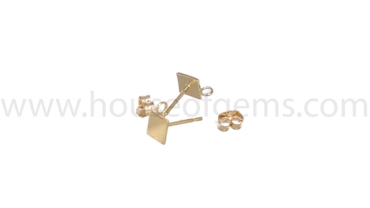 Kaya♡14kgf 1 Pair Bag of 5 Mm 14k Gold Filled Square Posts With Ring