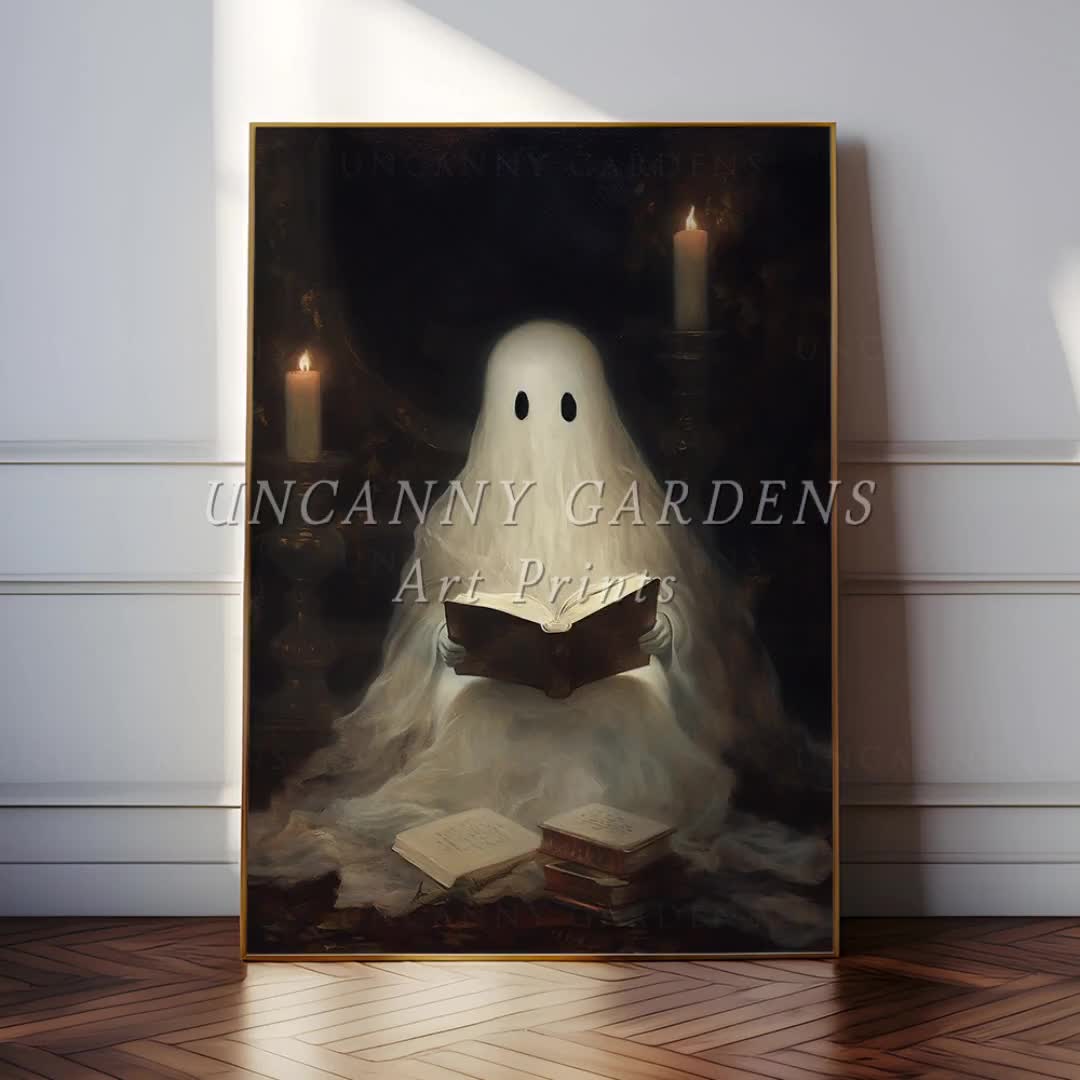 Ghost Sitting on a Chair, Game Room Decor, Art Poster Print, Dark