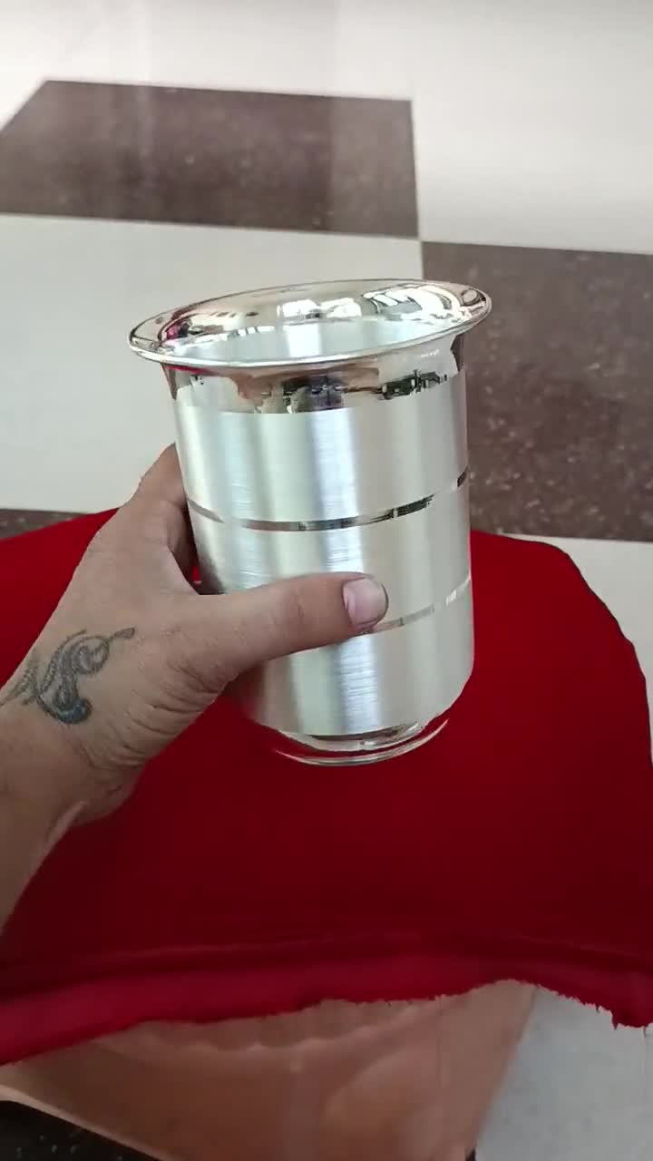 Handmade 999 Fine Silver Tumbler, Large Water Milk Glass, Beer Mug