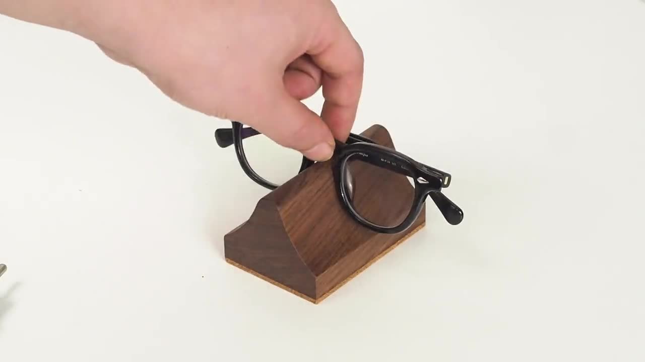 Walnut Double Glasses Holder Eye Glasses Stand Sunglasses 