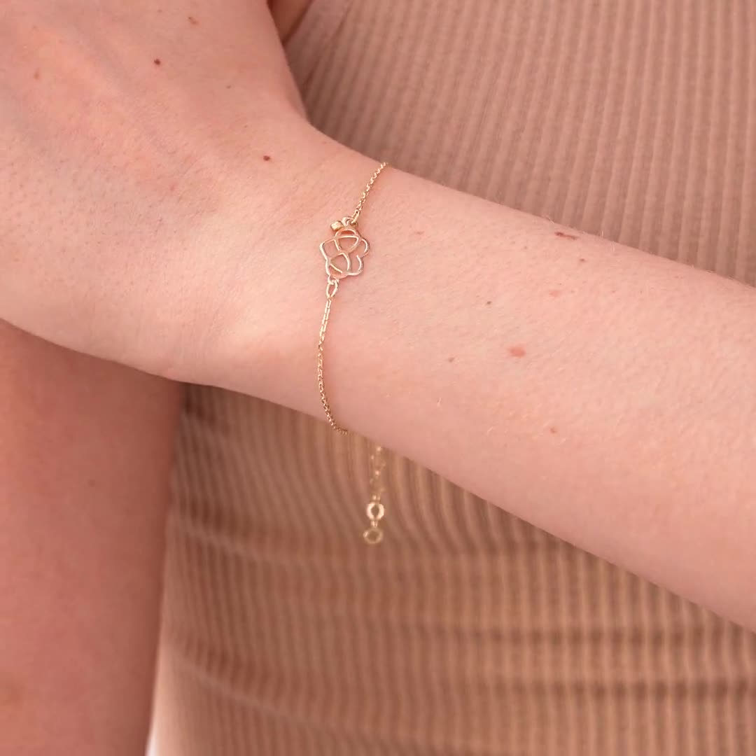  GELIN 14k Solid Gold 4-Leaf Clover Adjustable Bracelet for  Women : Clothing, Shoes & Jewelry