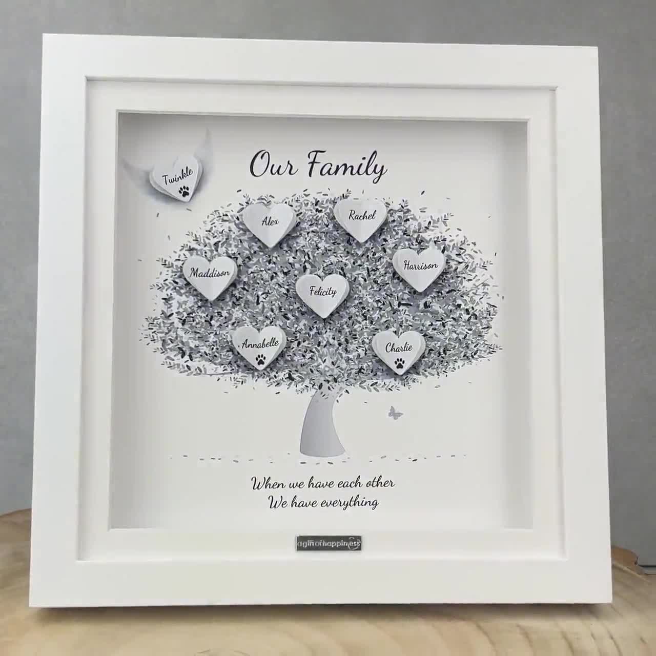 1st Year Paper Anniversary Gifts - 1st Anniversary Gift For Couple -  Personalised - 1 Year Paper Wedding Anniversary - Family Tree Frame