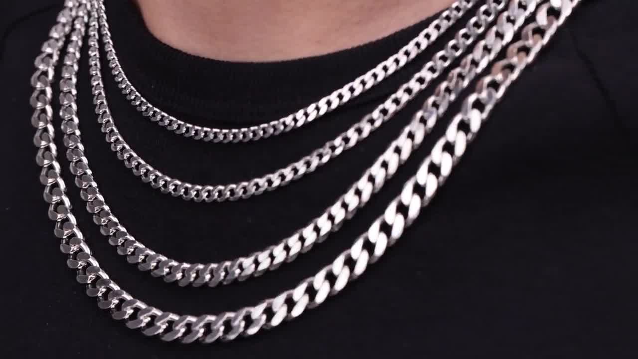 925 Sterling Silver Curb Chain Necklace Men, Cuban Solid Thick Heavy Long  Choker Charm Chain Women, Birthday Gifts Jewelry Her Him Wife Dad