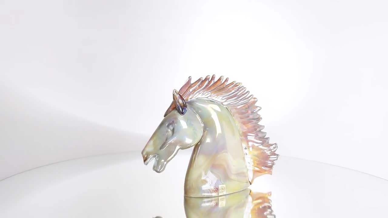 カルセドニー ムラーノガラス 馬頭彫刻 - イタリア製 - Etsy 日本