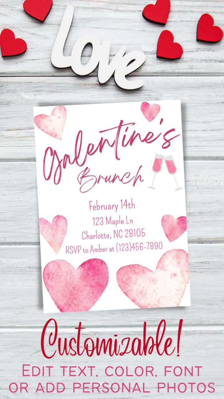 Galentines Day Brunch Invitation Template | Valentines Day Brunch  Invitation Template | Galentines Day Celebration Invitation