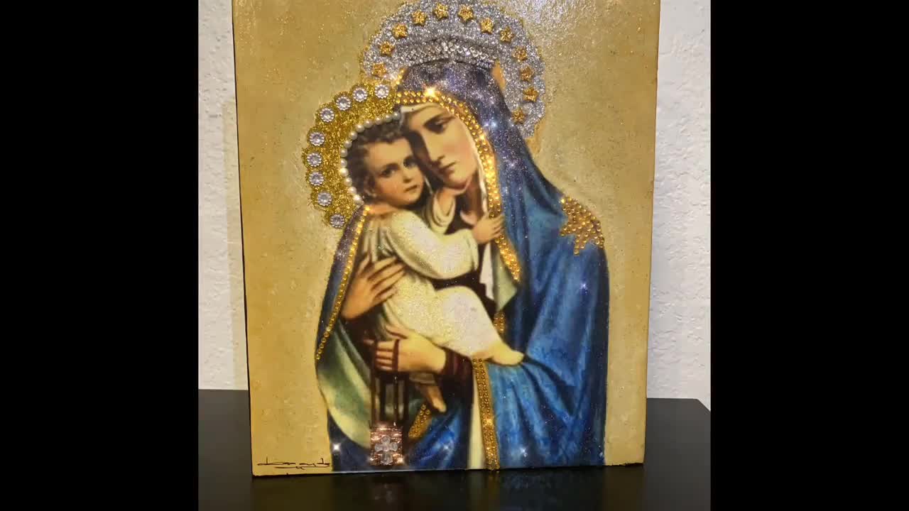 Our Lady of Garabandal handcrafted framed print. newest 7x14 size. Garabandal Statue