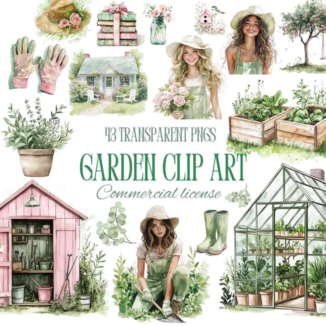 Gardening Clip Art, Gardening Spring Women Png, Spring Garden Clipart,  Spring Garden Graphics, Gardening Tools PNG, Pretty Girl Gardener Png - Etsy, image size:1080x1080