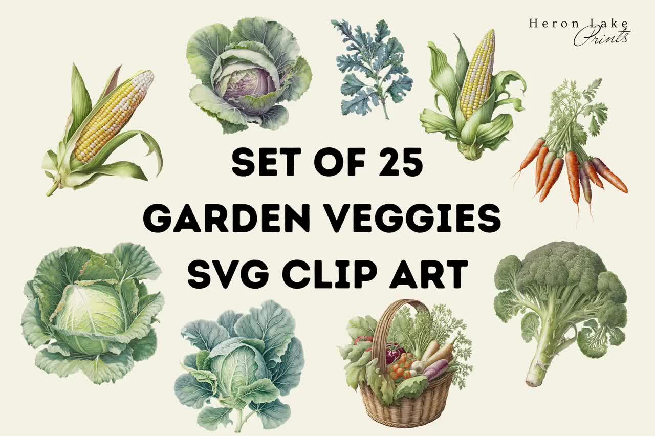 25 Vintage Inspired Veggie Garden Svgs Bundle, Garden