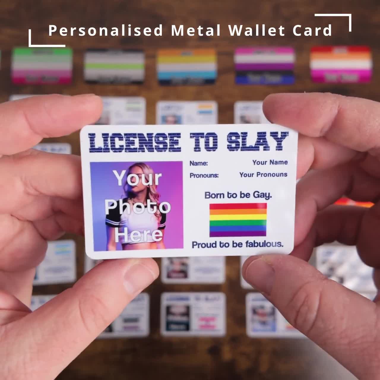 Gay Personalised License To Slay Metal Wallet Card, Funny Gay Coming Out  Gift, Lesbian, Bisexual, Trans Novelty Card, LGBTQ Pride Fabulous