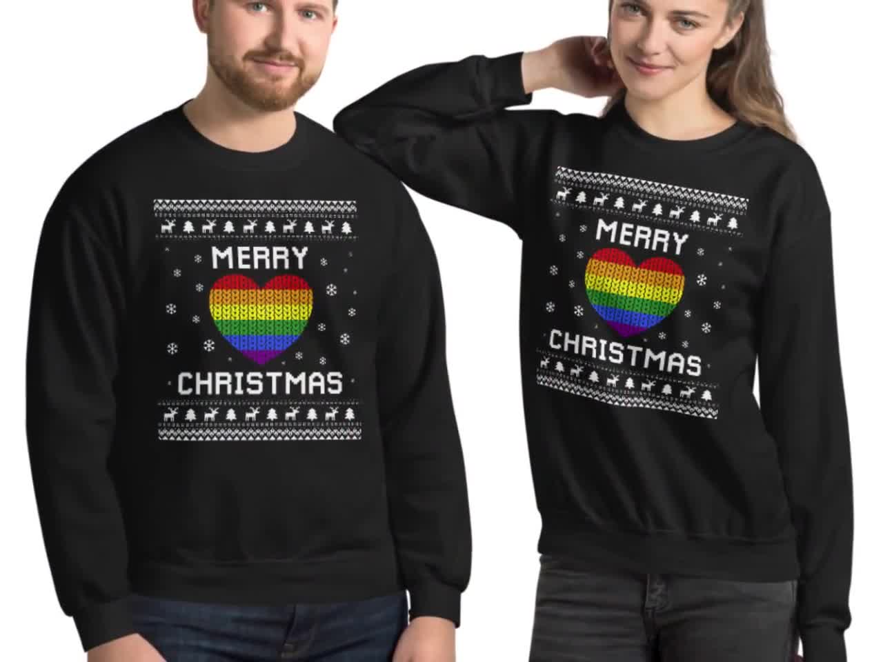 Gay Ugly Christmas Sweater, LGBTQ Ugly Xmas Sweatshirt, Homosexual  Christmas Gift, Gay Heart Pride Jumper Holiday Gift, Gays Pullover 2024