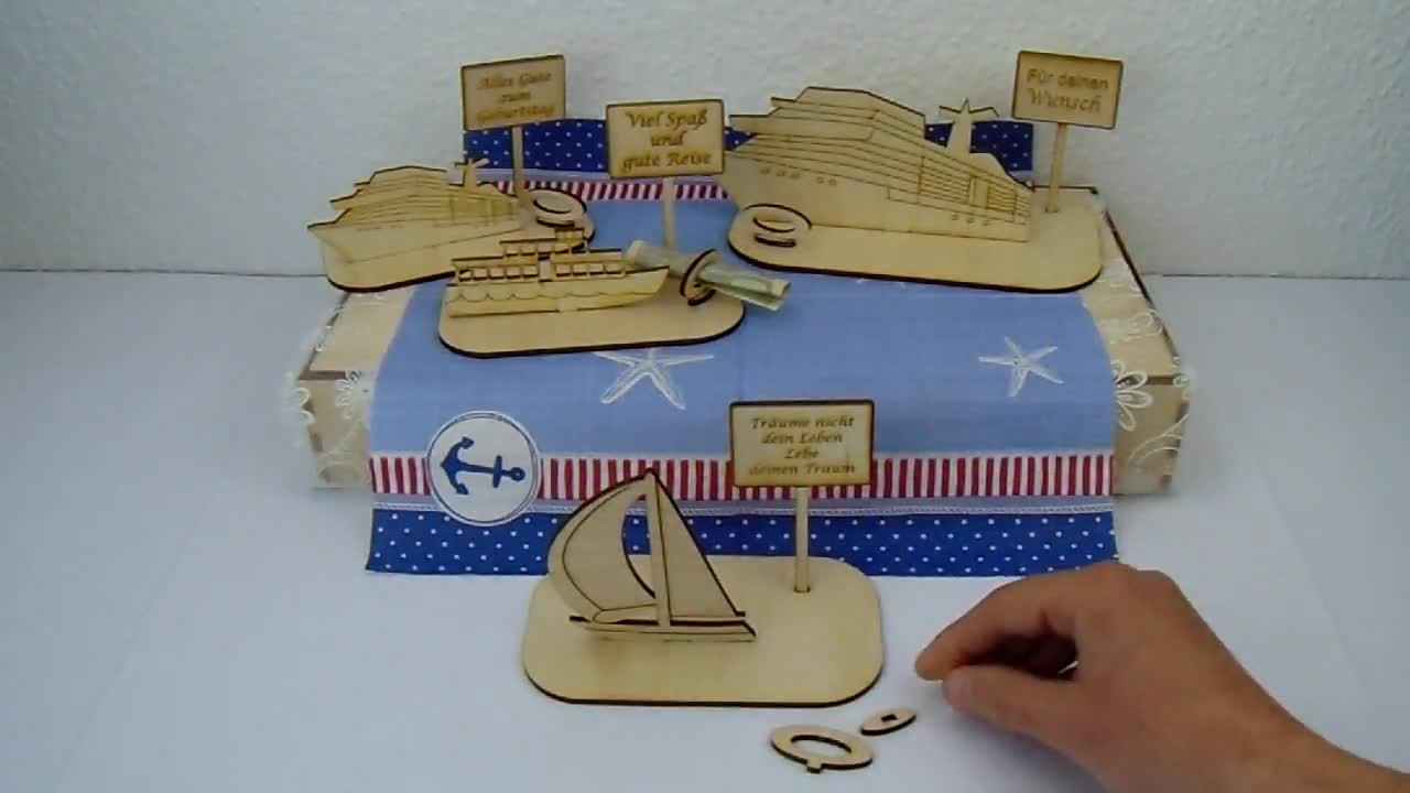 Regalo In Legno A Forma Di Yacht – Porta Soldi Originale Per Compleanno E Anniversari – Made In Germany