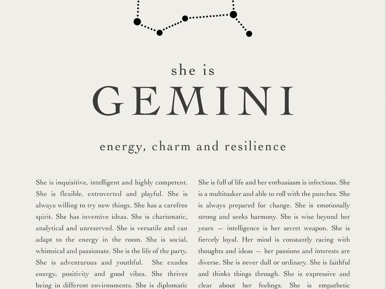 Signature Gemini Star Sign Instant Download Print, Gemini Gift