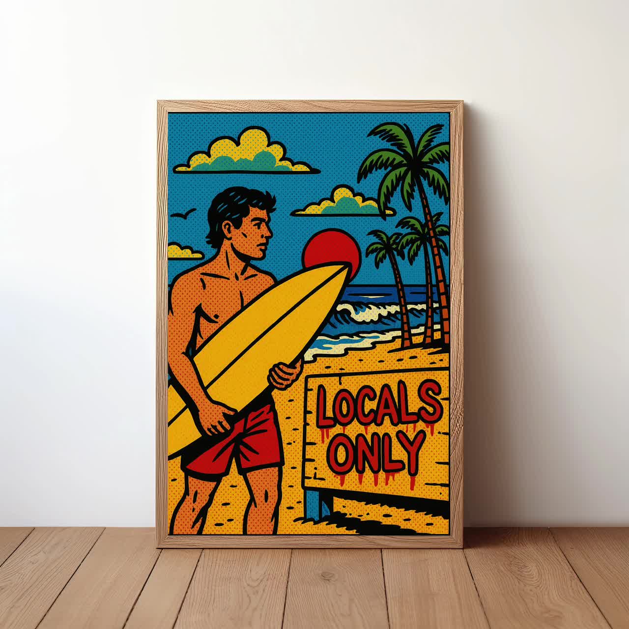 The Wedge Surf Poster, Newport Beach Wall Art, Pop Art Wave Print