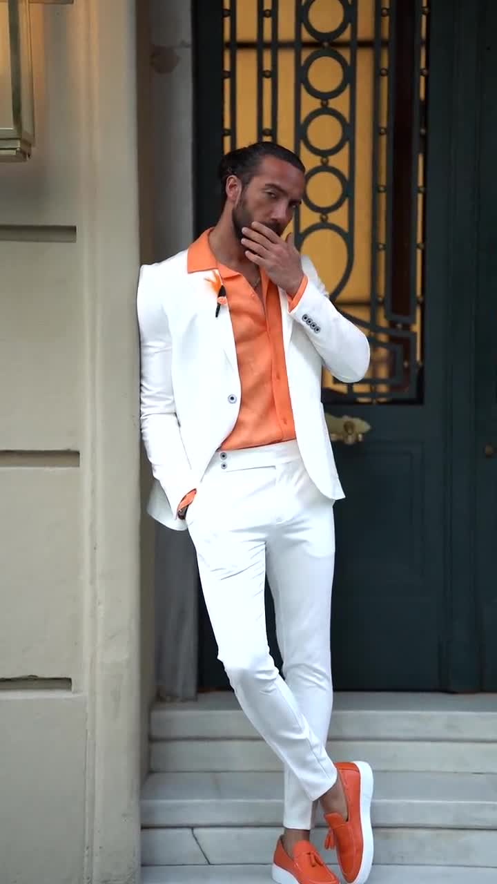 Men's Orange Wedding Suits | Orange Plaid Men Suits | Orange Plaid Blazer -  Plaid Men - Aliexpress