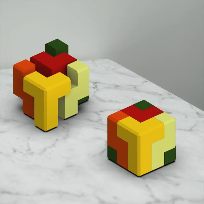 Rompecabezas geométrico 3D, juego de cubos 3D, 6 piezas, para amantes de los juegos, juegos mentales, modelo de archivo STL para impresión 3D, descarga digital video poster