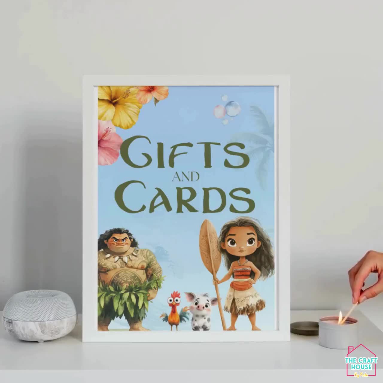 Decoraciones para fiestas inspiradas en Moana / Letreros para regalos y tarjetas / Descarga digital / Moana / video poster