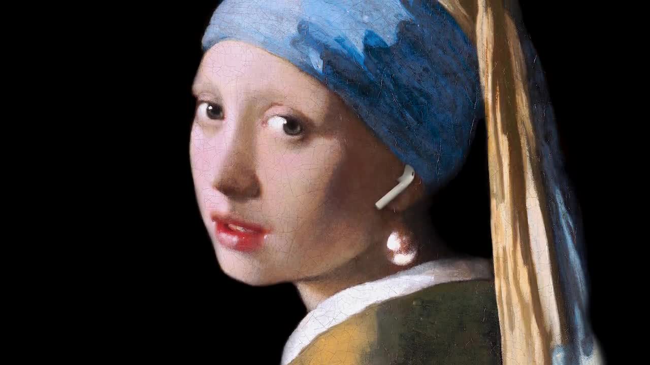 Girl With Pearl Earring & AirPod Print, Printable Wall Art