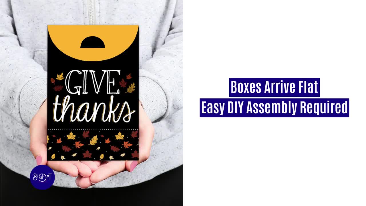 Give Thanks - Thanksgiving Gift Favor Box - Party Goodie Bags - Set of 12