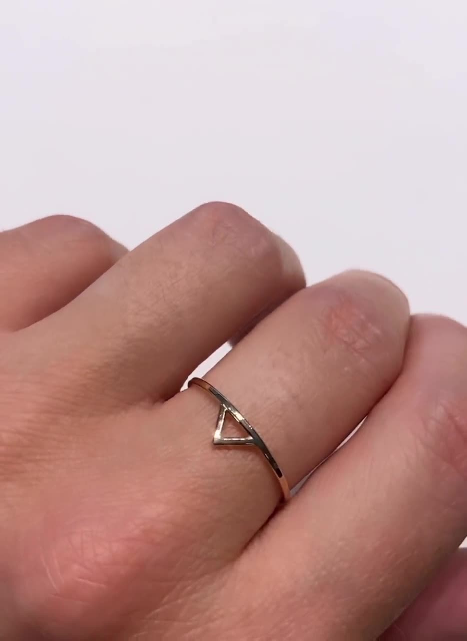 Thin Gold Spike Ring, Simple Ring, Delicate Ring, Triangle Ring, Dainty 14k  Ring, Thin Gold Ring, Geometric Ring 