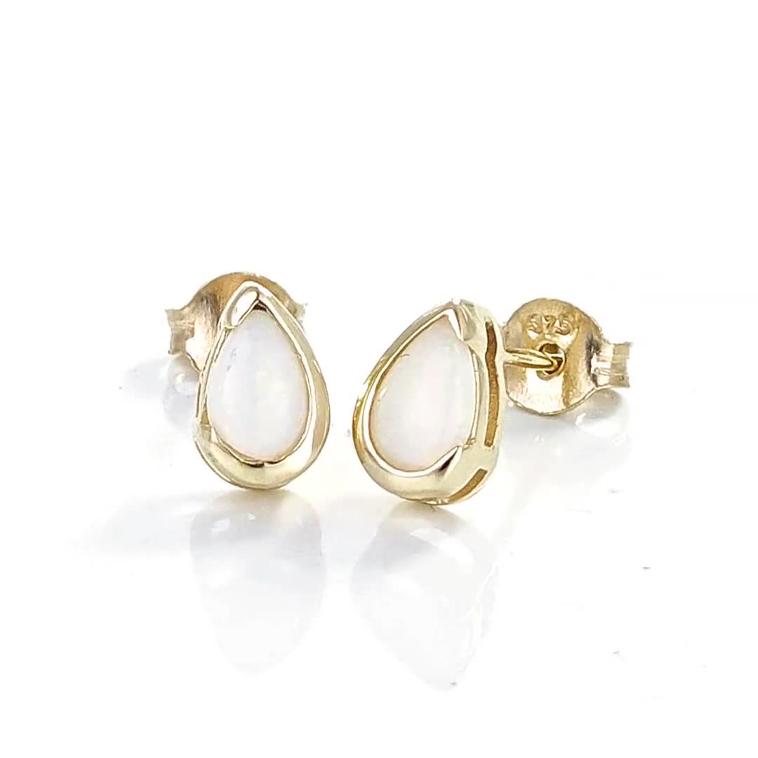 Orecchini Borchie Opale Verde Con Placcatura Oro Bianco 18K – Peermont, Ovali 6mm, Regalo