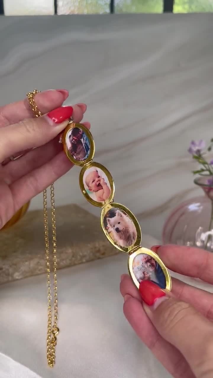 Personalised Photo Necklace, 18 Carat Gold Vermeil Locket, Engravable Locket, Personalised Oval Butterfly Locket video poster