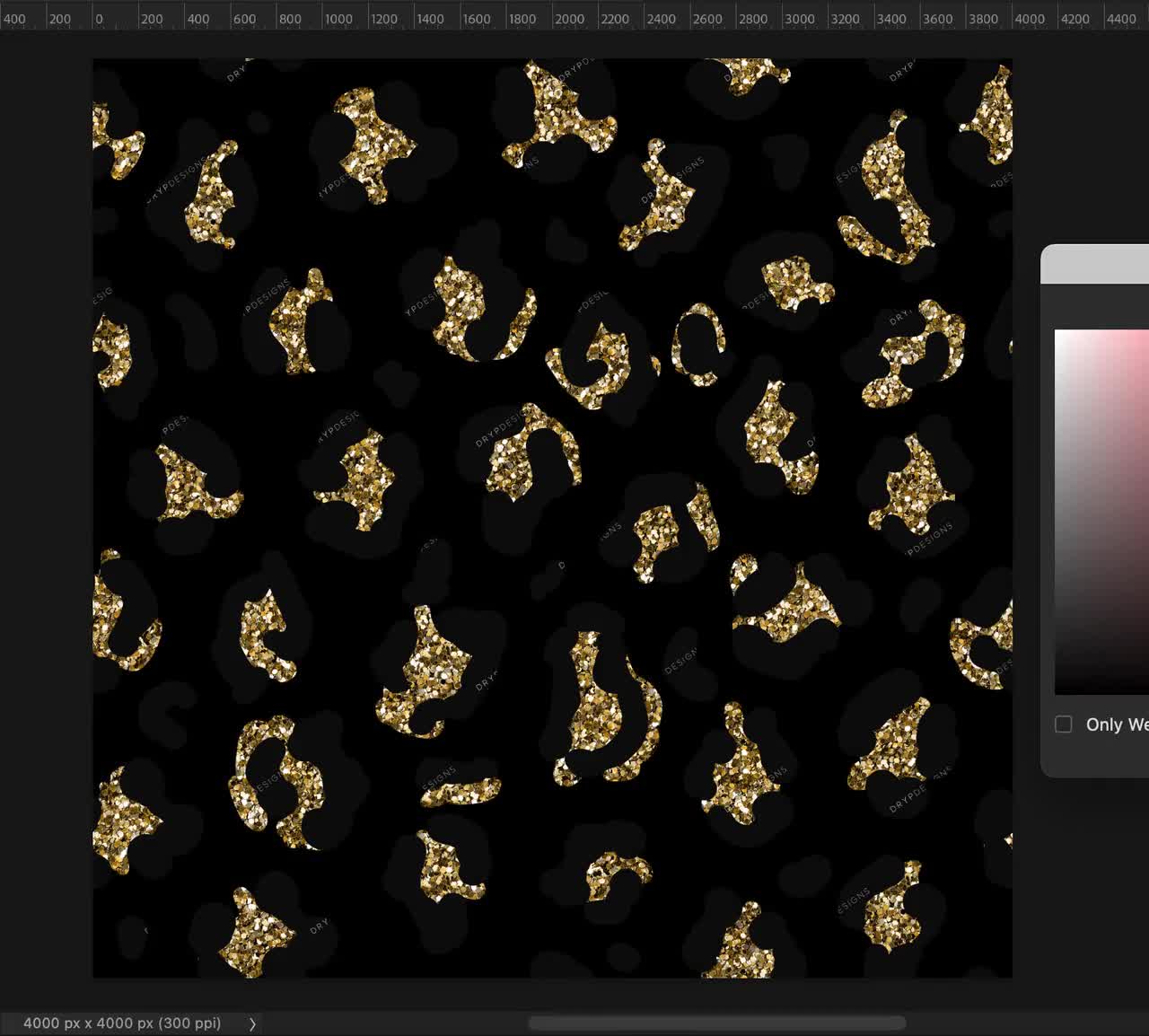 Black Gold Glitter Seamless Leopard Print Background Pattern Glitter  Textured Digital Download Files 