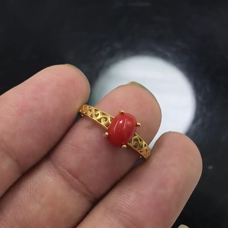 Red Coral Gold Ring (Design AC3) | GemPundit