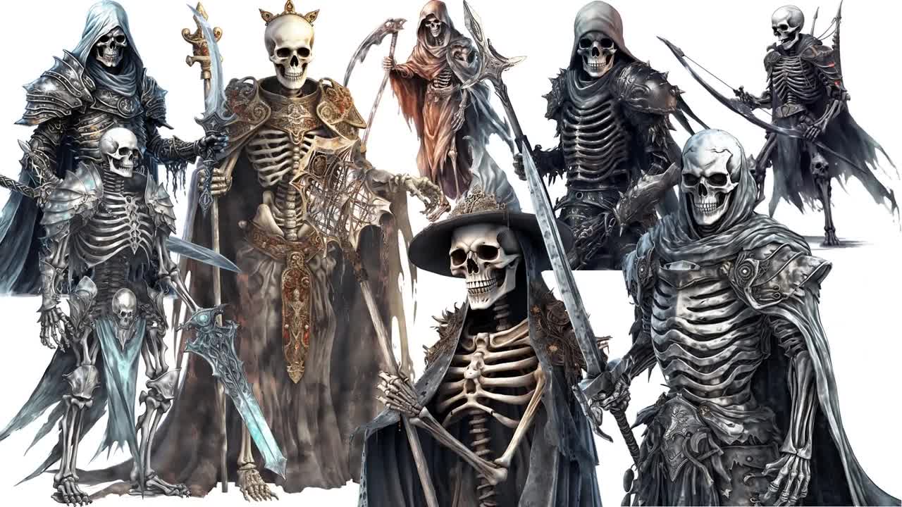 Watercolor Gothic Skeleton Warrior Clipart: 20 PNG + PDF Files Watercolor Gothic Skeleton Warrior Clipart: 20 PNG + PDF Files