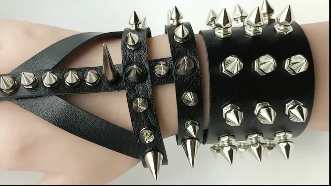 Gothic Spiked Faux Leather Hand Armor: Punk Rock Gauntlet Cuff - Etsy