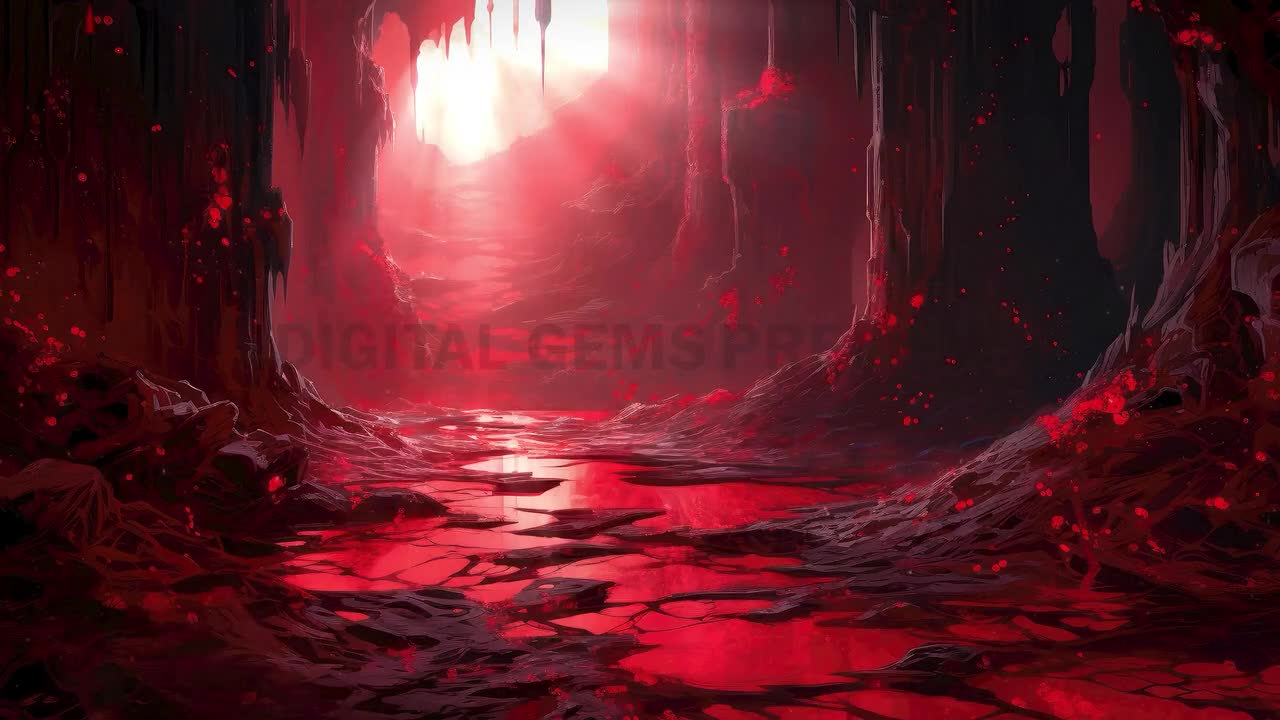 Vtuber Animated Background for Twitch, Red cave, Bloody red cave, halloween  stream background, looped background, looped vtuber background