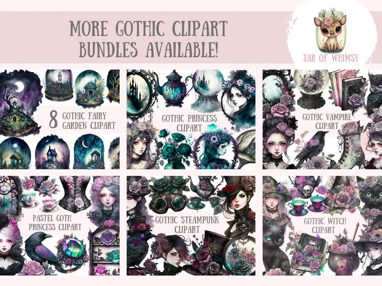 Watercolour Gothic Perfume Bottle Clipart Halloween Fantasy