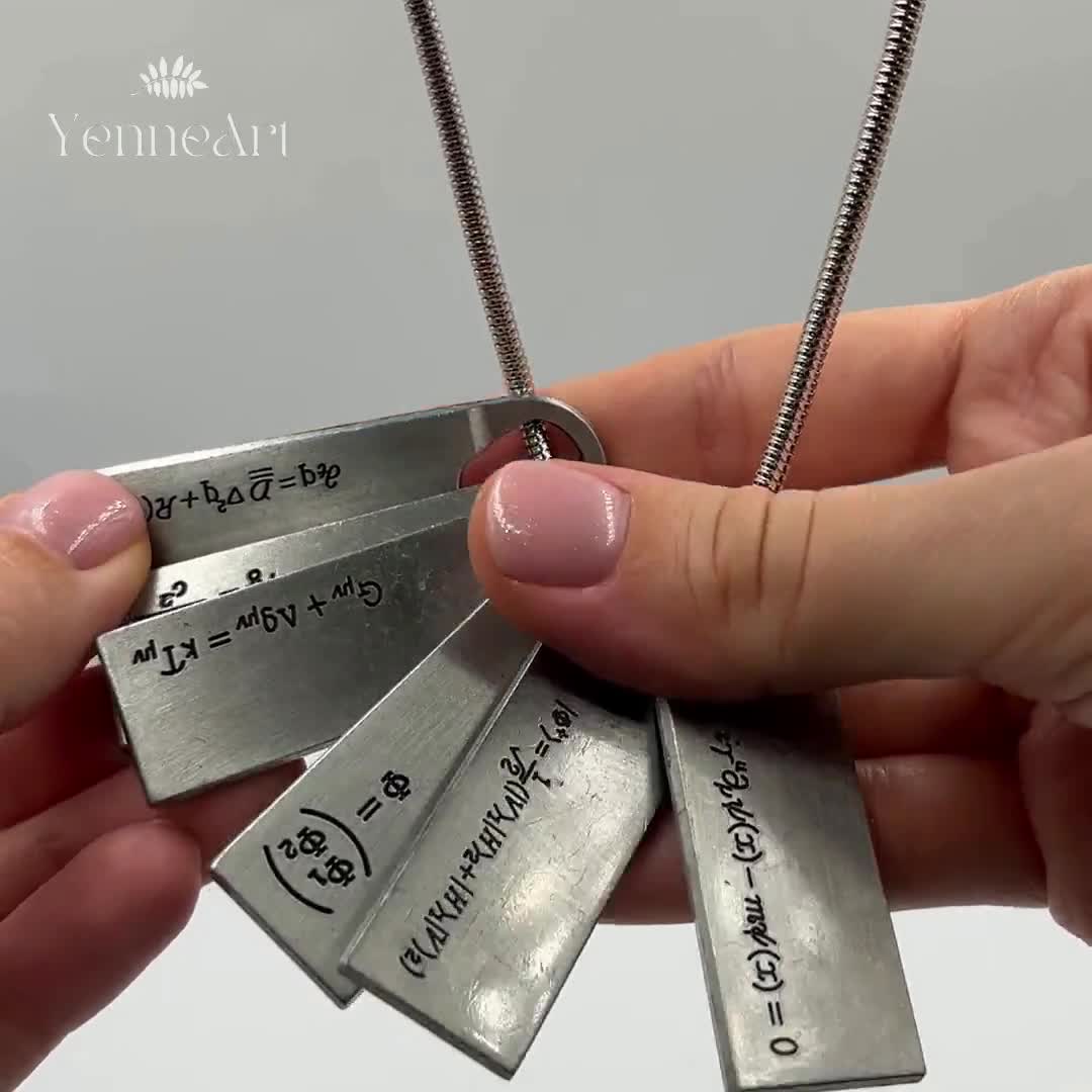 Equation Necklace With Six Tags, Engraved Symbol Dog Tag Pendant