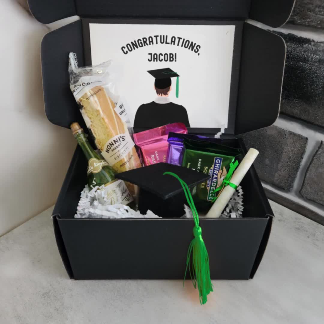 grad gift card box Anderson's Personalized Photo Graduation Box, Black and Gold Congrats Design with 2 Custom Photo Panels, Large 11.6 Inch Card Holder for Senior Parties, Open Houses, and Recognition Events After the ceremony DIY GRADUATION GIFT CARDS BOX