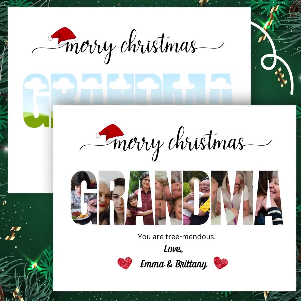 EDITABLE Custom Merry Christmas Grandma Gift,grandmother Photo Collage, Christmas  Gift and Card Personalized Custom Picture,instant Download 