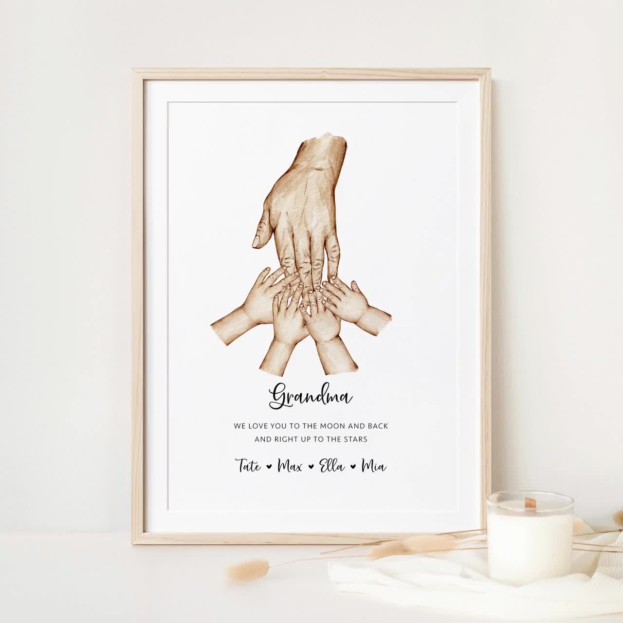 Personalised Grandparents & Grandchildren Hands Printable Wall Art