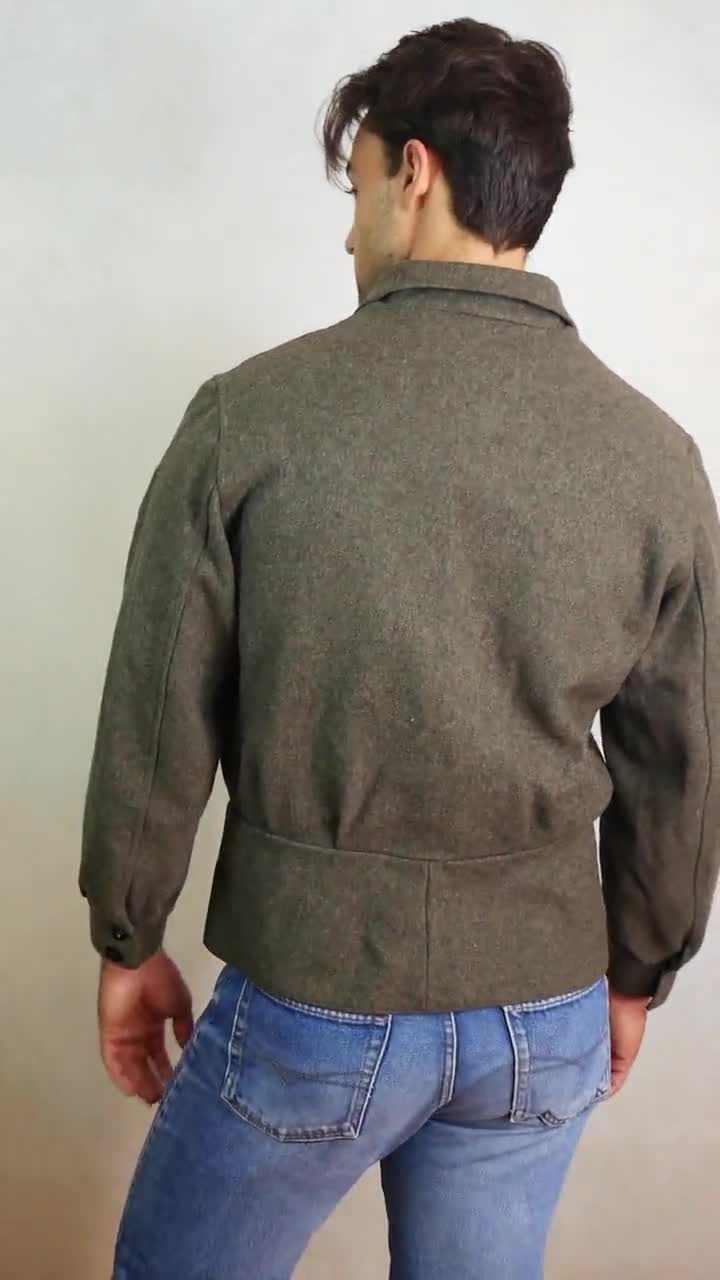 Gray Wool Hunting Jacket, 1990s European Vintage Mens Sasta