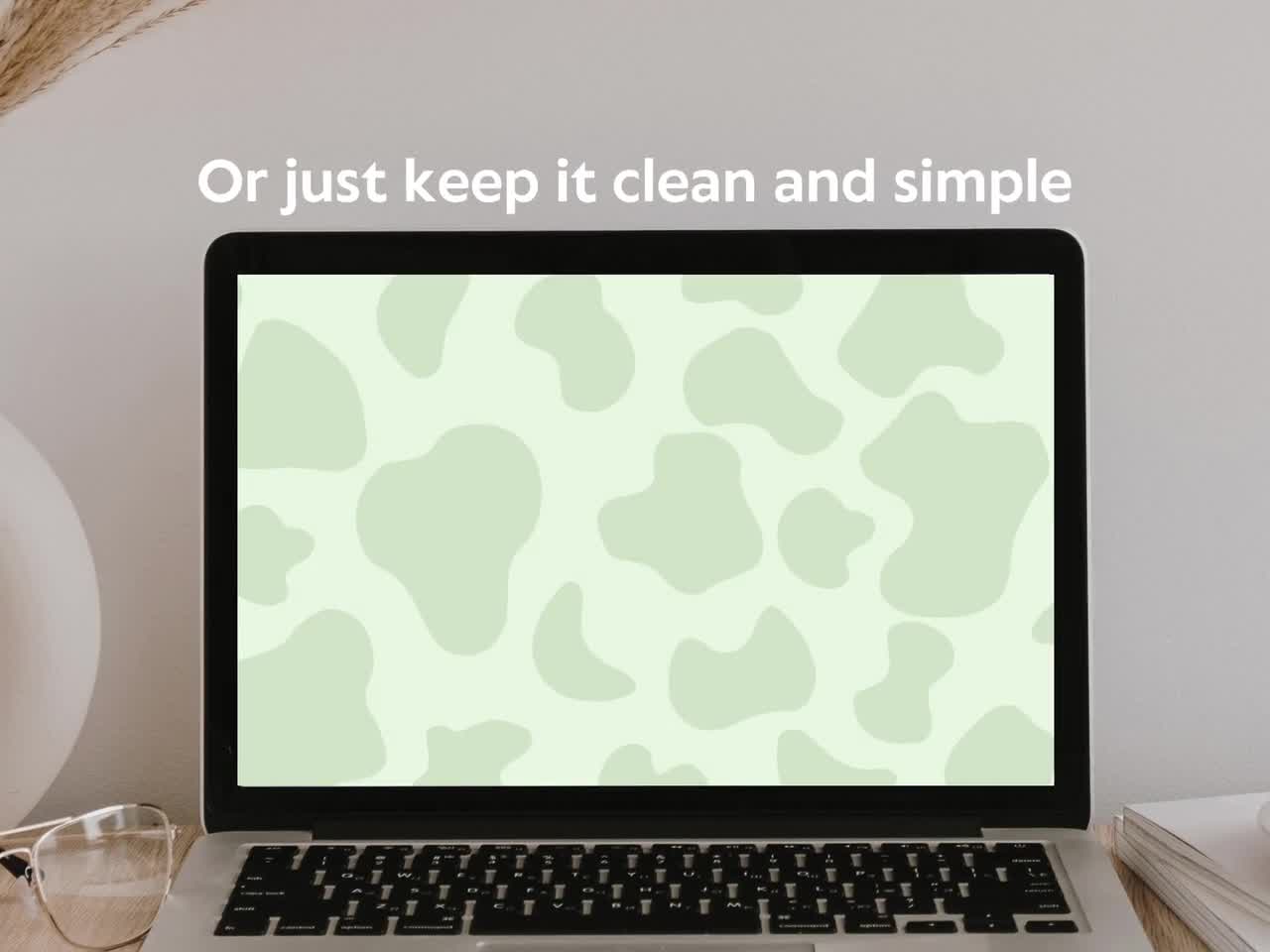 Sage Green Cow Print Wallpaper Desktop Organizer With Custom 