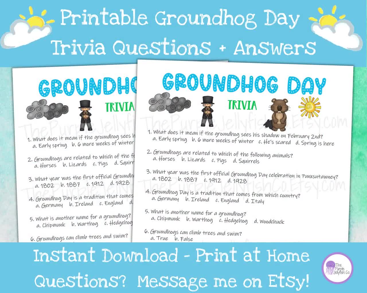 Groundhog Day Trivia gews56 buy groundhog day trivia game, printable groundhog day game for