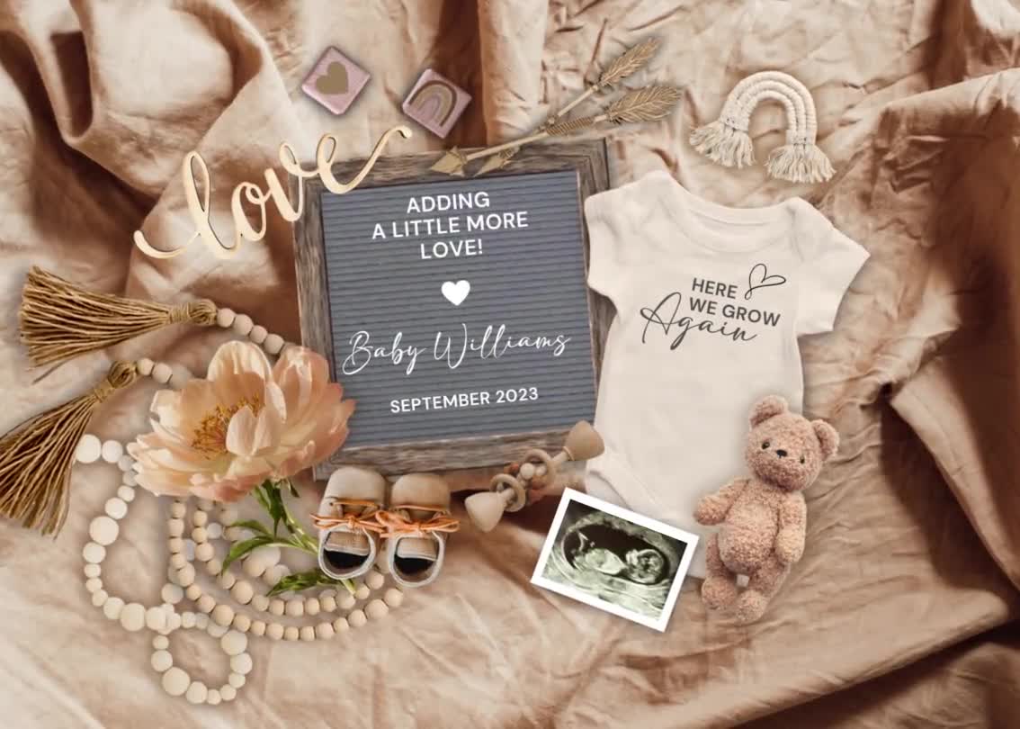 Valentine's Day Pregnancy Announcement Digital, Boho Baby #2, #3 etc,  Second Baby Announcement, Social Media Baby Reveal Announcement