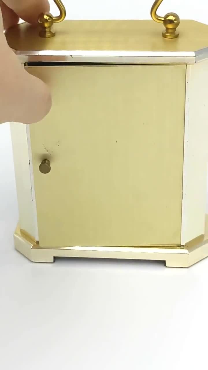 ヴィンテージ グリューン クォーツ キャリッジ クロック：ドイツ製真鍮