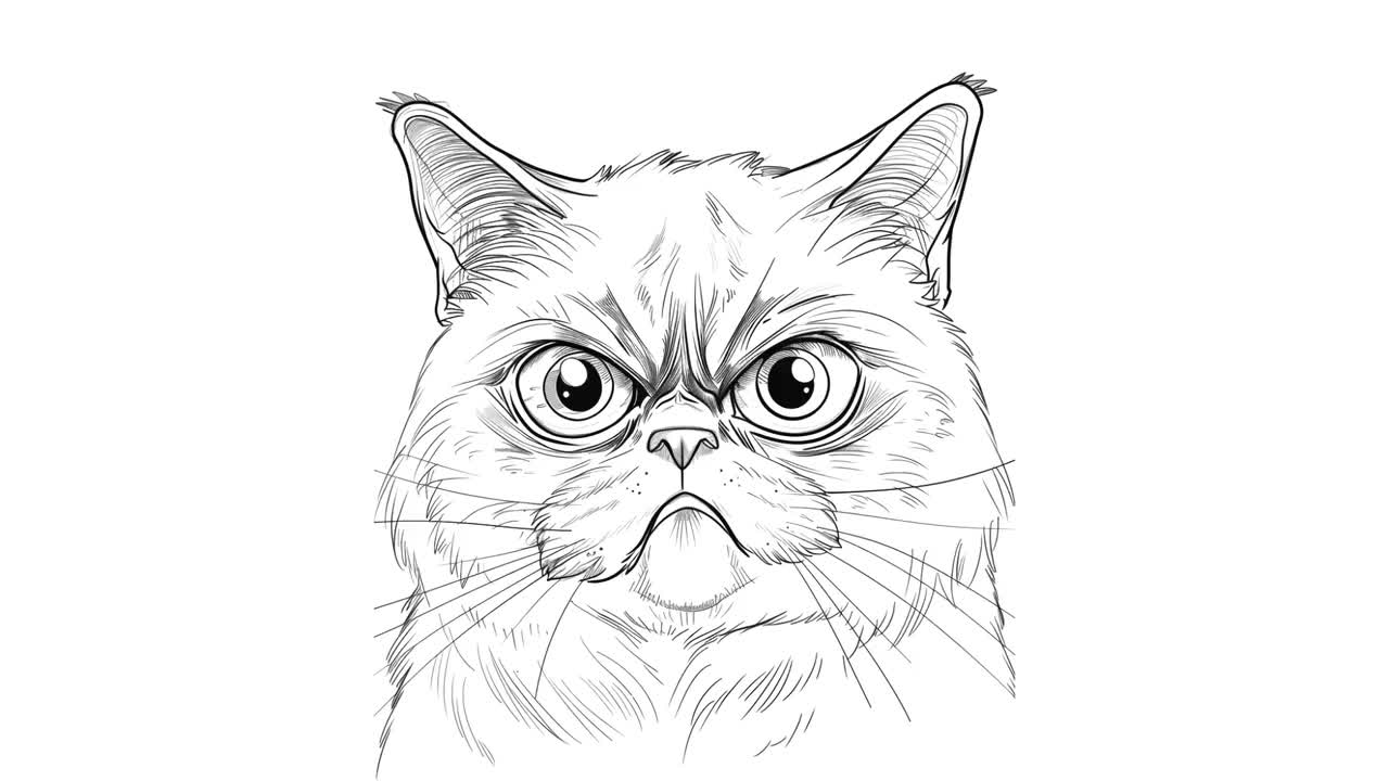 Chagrijnige kat kleurplaten set - 63 ontwerpen - afdrukbare PDF - direct  downloaden - afdrukken en delen - cadeau - ambacht - stressverlichting, image size:1280x720