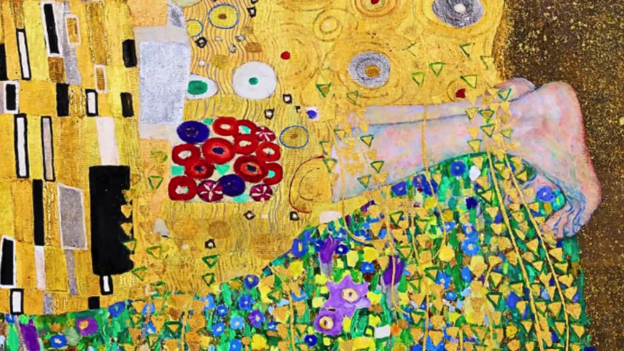 グスタフ・クリムト「接吻」版画：オーストリアのアールヌーボー様式の
