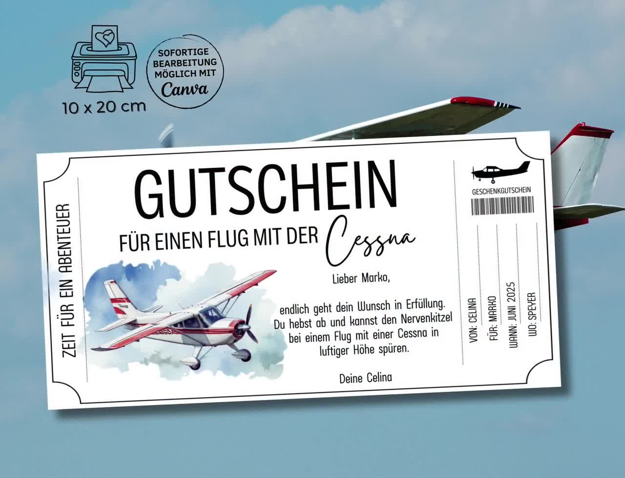 Gutschein AirCentury!! Wertgutschein sale für Fluggesellschaft