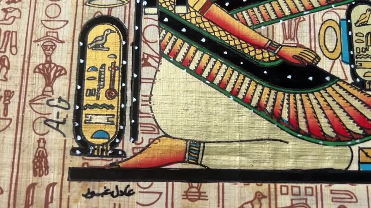 Maat - Goddess Isis - Vintage Authentic Hand Painted Papyus