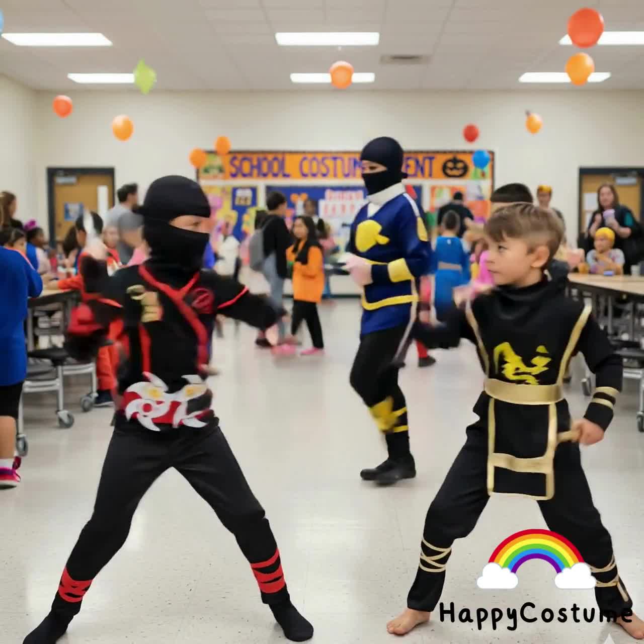 Costume Ninja Rosso Per Bambino Con Spada Giapponese E Accessori – CARTOON – Travestimento Halloween E Feste